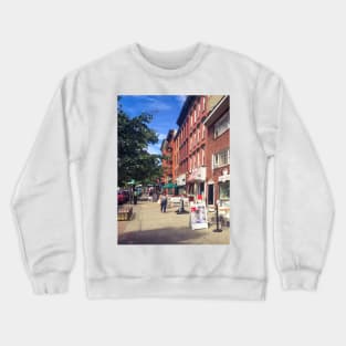 City Street Shops Red Bricks Houses Hoboken New Jersey Crewneck Sweatshirt